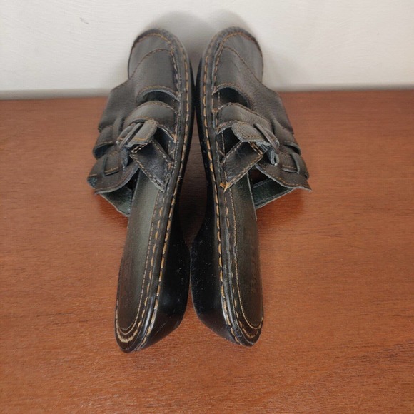 Born Women's Sandals Slip-on Black Leather Size 7 Open Toe Buckle - Picture 5 of 8